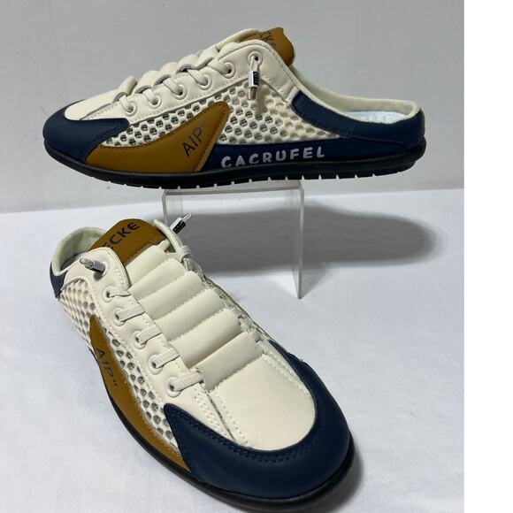 CACRUFEL AIP Mesh Slip-On Sneakers Men’s Size US 10.5 White/Blue/Yellow – NWB - Picture 3 of 8